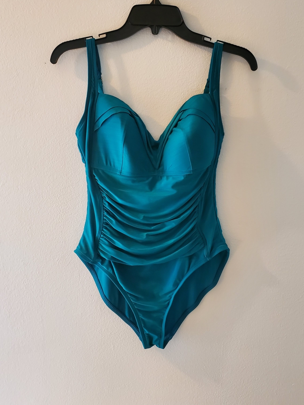 LaBlanca Teal Ruched One-Piece Swimsuit with Supportive Cups Size 14